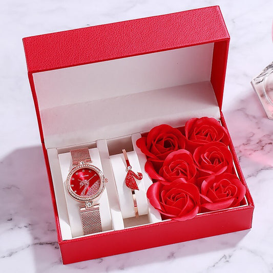 Coffret rubis montre & bracelet pour femme