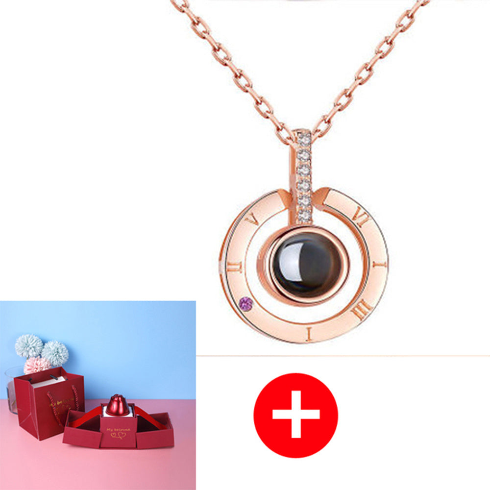 Coffret Cadeau Rose Éternelle & Collier "Je t'aime" en 100 Langues